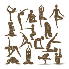 Yoga set vector illustration of a girl in a pose. crossfit girl designs