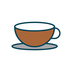 Coffee cup lineal color icon on white background. Editable stroke. Design template vector