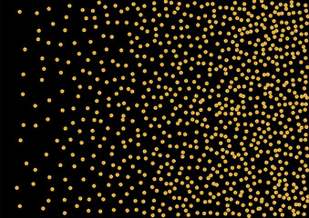 Gold Decoration Confetti Particles. Glow Dot Pattern. Golden Glitter Luxury Design. Anniversary Foil Background. Gradient Metallic Illustration.