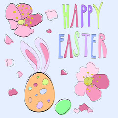 Vector Of The Happy Easter Rabbits 