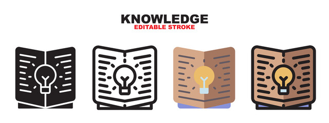 Knowledge icon set with different styles. Editable stroke and pixel perfect. Can be used for web, mobile, ui and more.