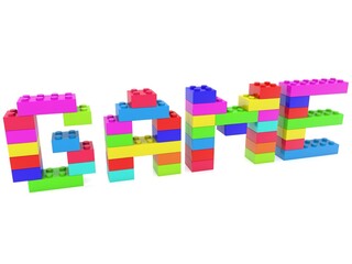 GAME concept made of colored toy bricks