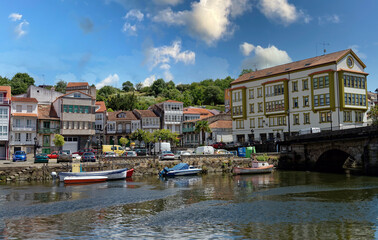 Townscape of picturesque Betanzos on the banks of river Mandeo, a historic town in the Galicia region of Spain.