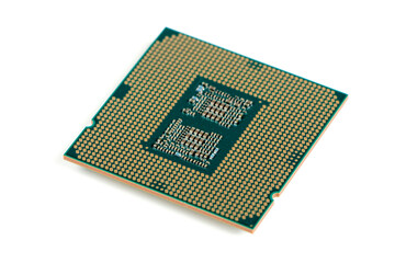 CPU Central Processing Unit or Microchip Computer isolated on white background