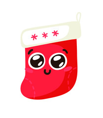 Hand drawn Christmas Emoji Socks on white background. Creative flat work. Actual vector drawing decorations. Cartoon Character Emoticon