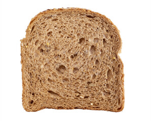 A  slice of brown bread with cereals isolated