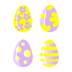 Easter egg. Isolated icon of religion holiday and egghunting vector design. Spring season painted eggs, ornaments of stripes, dots and abstracts elements. Colors Yellow with lilian.