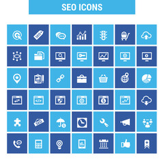 Big SEO icon set, trendy flat icons