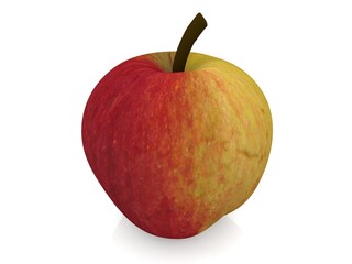 Red-yellow apple on white