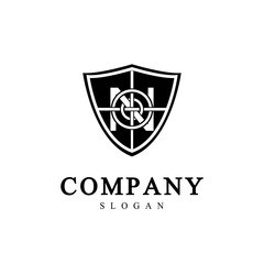 the letter of the N logo with the shape of a binding shield