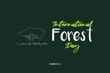 International Day of Forest Vector Illustration. Alone Tree