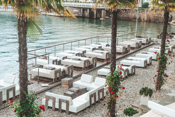 view of empty restaurant at the city sea beach