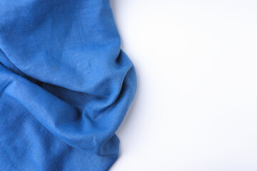 Concept backdrop, texture, and background. Blue tablecloths is wave soft texture on white background.