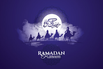Ramadan Kareem 2021 vector illustration of a lantern Fanus. the Muslim feast of the holy month of Ramadan Kareem. Translation from Arabic: Generous Ramadan