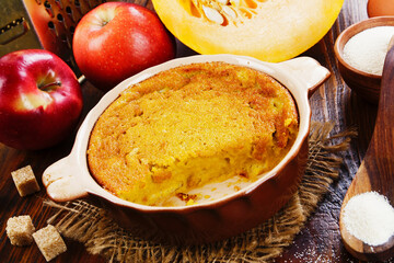 Pumpkin casserole with apple