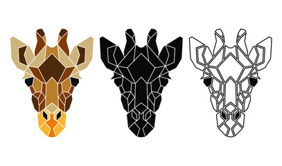 Naklejki  Abstract giraffe face. Totemic animals portrait. Geometric abstract animals logo