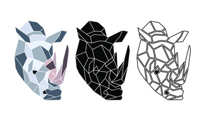 Abstract rhino face. Totemic animals portrait. Geometric abstract animals logo © ArtPavo