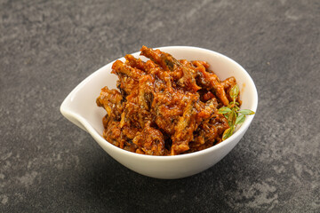 Canned anchovy in tomato sauce