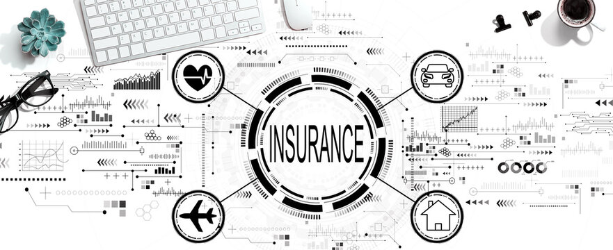 Insurance concept with a computer keyboard