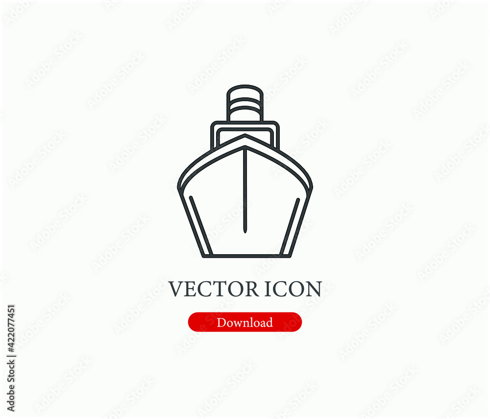 Poster cargo ship vector icon. editable stroke. linear style sign for use on web design and mobile apps, lo