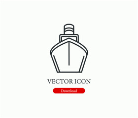 Cargo ship vector icon.  Editable stroke. Linear style sign for use on web design and mobile apps, logo. Symbol illustration. Pixel vector graphics - Vector