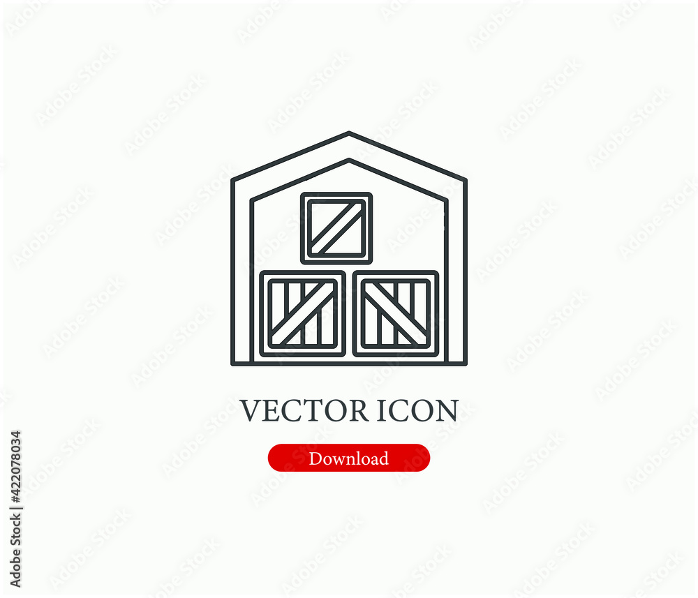 Aufkleber factory storehouse vector icon. editable stroke. linear style sign for use on web design and mobile 