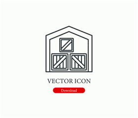 Factory storehouse vector icon.  Editable stroke. Linear style sign for use on web design and mobile apps, logo. Symbol illustration. Pixel vector graphics - Vector