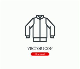 Jacket vector icon. Editable stroke. Symbol in Line Art Style for Design, Presentation, Website or Apps Elements. Pixel vector graphics - Vector