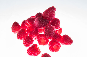 Fresh Ripe raspberry isolated on white background macro