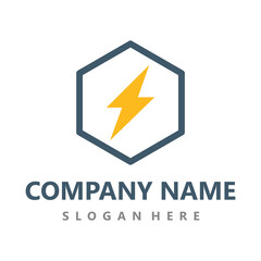 Electric with hexagon shape logo design vector