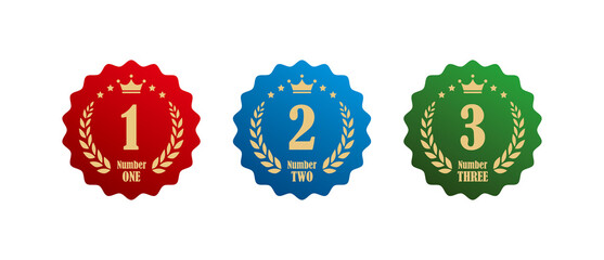 Obraz premium Gold, silver and bronze 1st, 2nd and 3rd ranking icon set