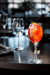 Aperol spritz on wooden table