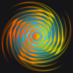 Abstract background with soft blue gradation with spiral of red and yellow colors