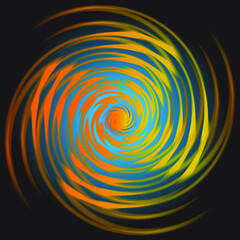Abstract background with soft blue gradation with spiral of red and yellow colors