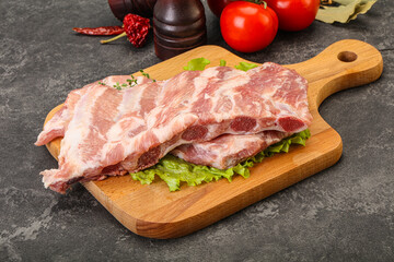 Raw pork ribs for cooking