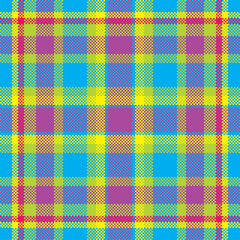 Pixel background vector design. Modern seamless pattern plaid. Square texture fabric. Tartan scottish textile. Beauty color madras ornament.