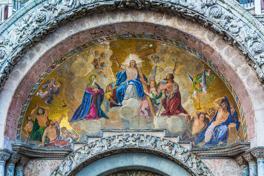 Mosaic above the entrance to the Cathedral of San Marco in Venice