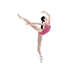 Girl dancing ballet in a leotard