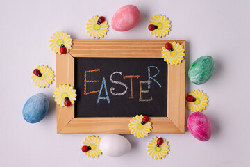 Black board with colored letters 