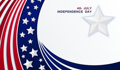 Obraz premium 4th July. Independence Day United States of America. Patriotic banner design with traditional USA stripes and stars. Vector template
