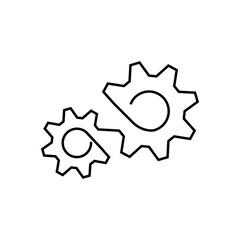 hand drawn doodle Gears are drawn by a single line on a white background. Single line drawing. Continuous line. Vector.
