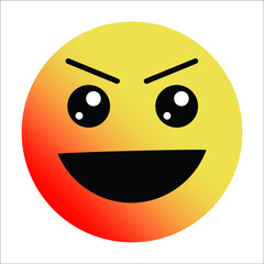 Cute gradient open mouth angry face emoji on white background.