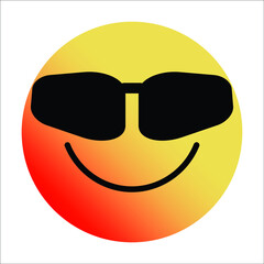 Cute gradient smiling face with sunglasses emoji on white background.
