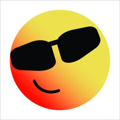Cute gradient smirking face with sunglasses emoji on white background.