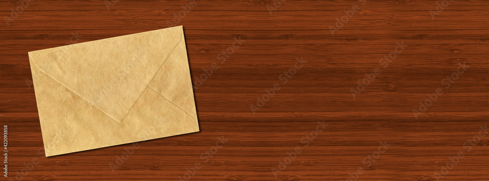 Canvas Prints Brown paper enveloppe mockup template on horizontal wooden banner