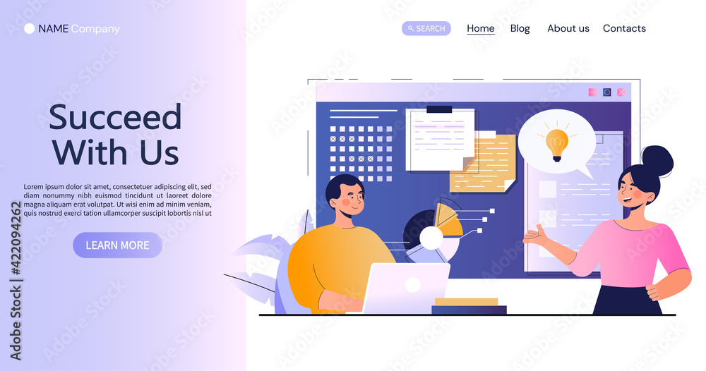 Poster concept of business teamwork and project development