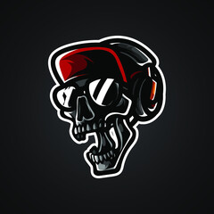 Hipster Skull Head Mascot Logo