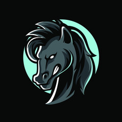 Black Horse Head Mascot Logo