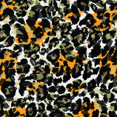 Abstract animal skin leopard seamless pattern design. Jaguar, leopard, cheetah, panther fur. Seamless camouflage background for fabric, textile, design, cover, wrapping.