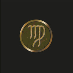 Vector image of a medal with a zodiac sign.